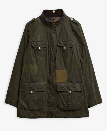 Barbour Re-Loved Defence Waxed Jacket - Size 18 Olive Barbour Re-Loved Defence Waxed Jacket - Size 18 Olive