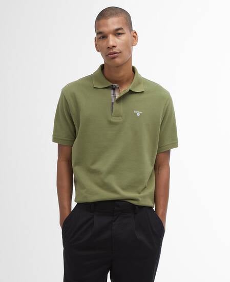 Tartan Pique Polo Shirt Burnt Olive