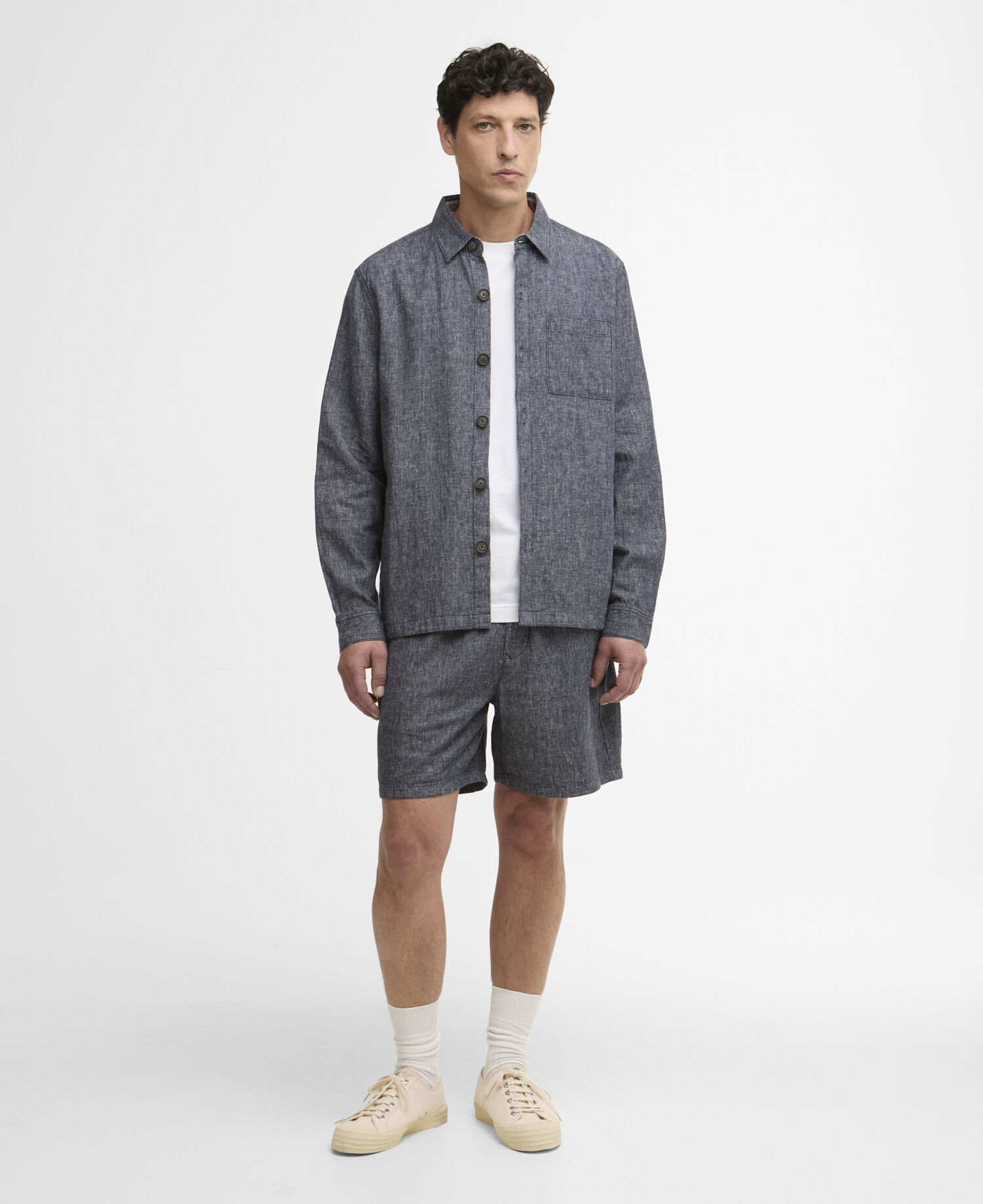 Overshirt in misto lino Stillwater Navy