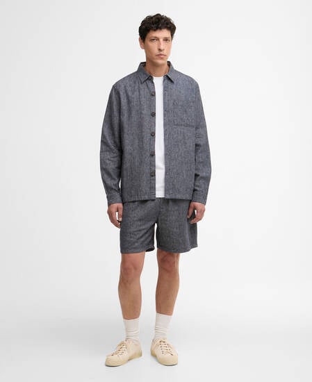 Overshirt in misto lino Stillwater Navy