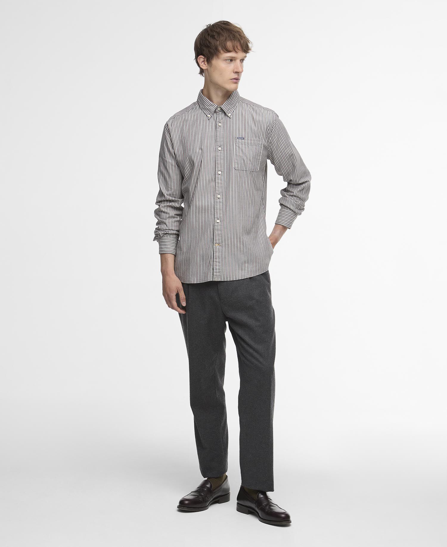 Longfield Striped Tailored Shirt Whisper White