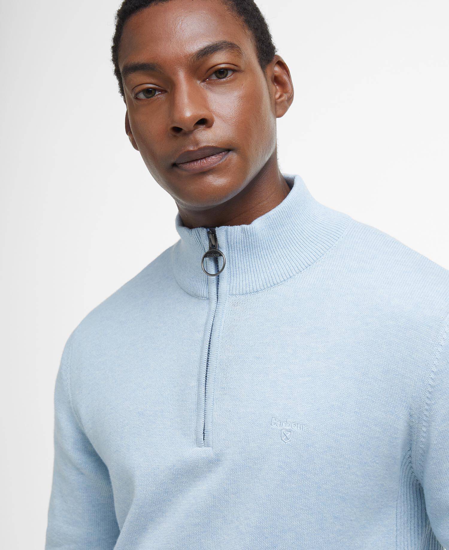 Cotton Quarter-Zip Jumper Ocean Sky image number 3