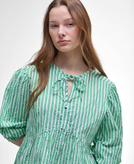 Daison Striped Blouse Kelly Green Stripe