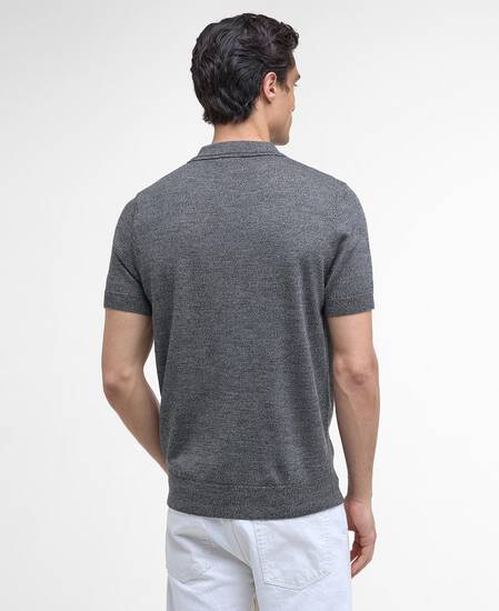 Maverick Mouline Knitted Polo Shirt Black