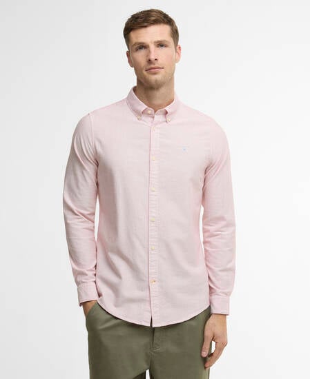 Striped Oxford Tailored Long-Sleeved Shirt Red