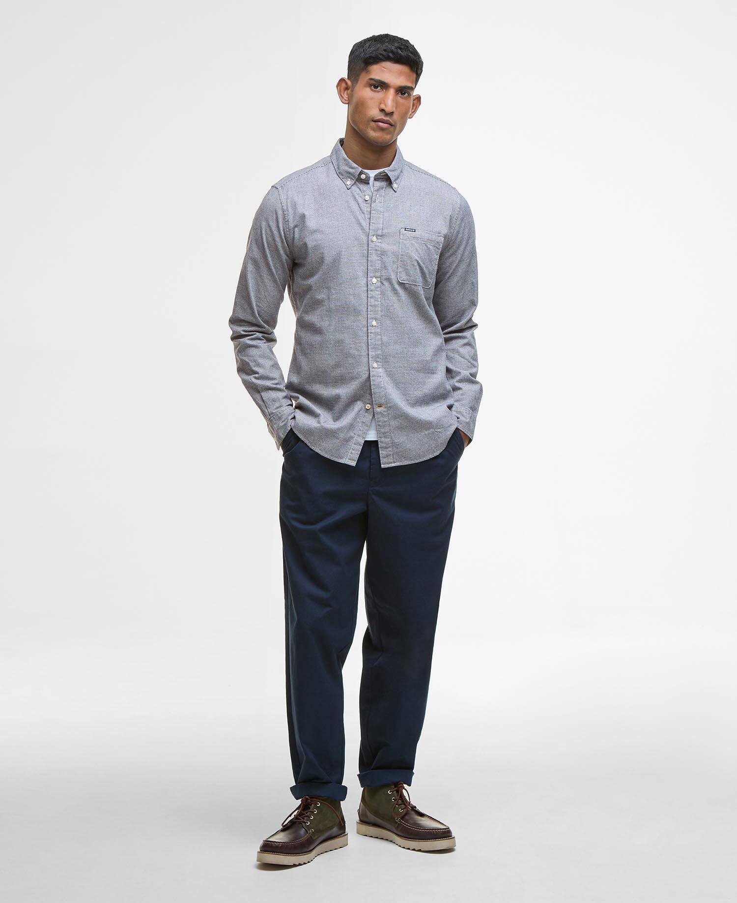Huntly Houndstooth Tailored Shirt Navy image number 1
