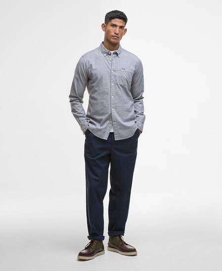 Camicia leggermente aderente in pied-de-poule Huntly Navy