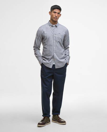 Huntly Houndstooth Tailored Shirt Navy