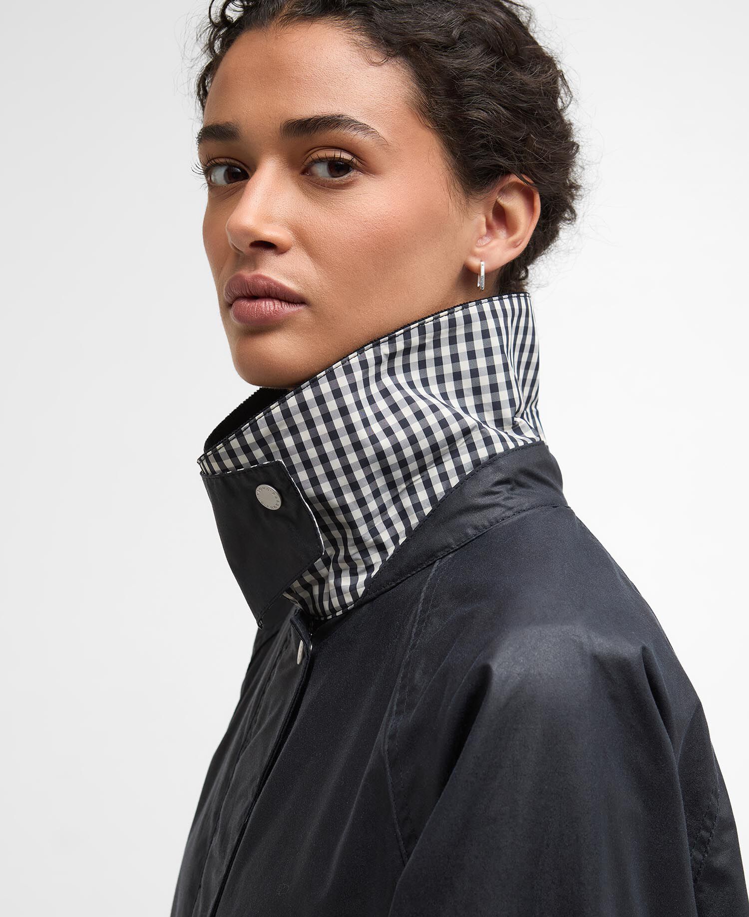 Wren Waxed Jacket Royal Navy/Navy Gingham Check