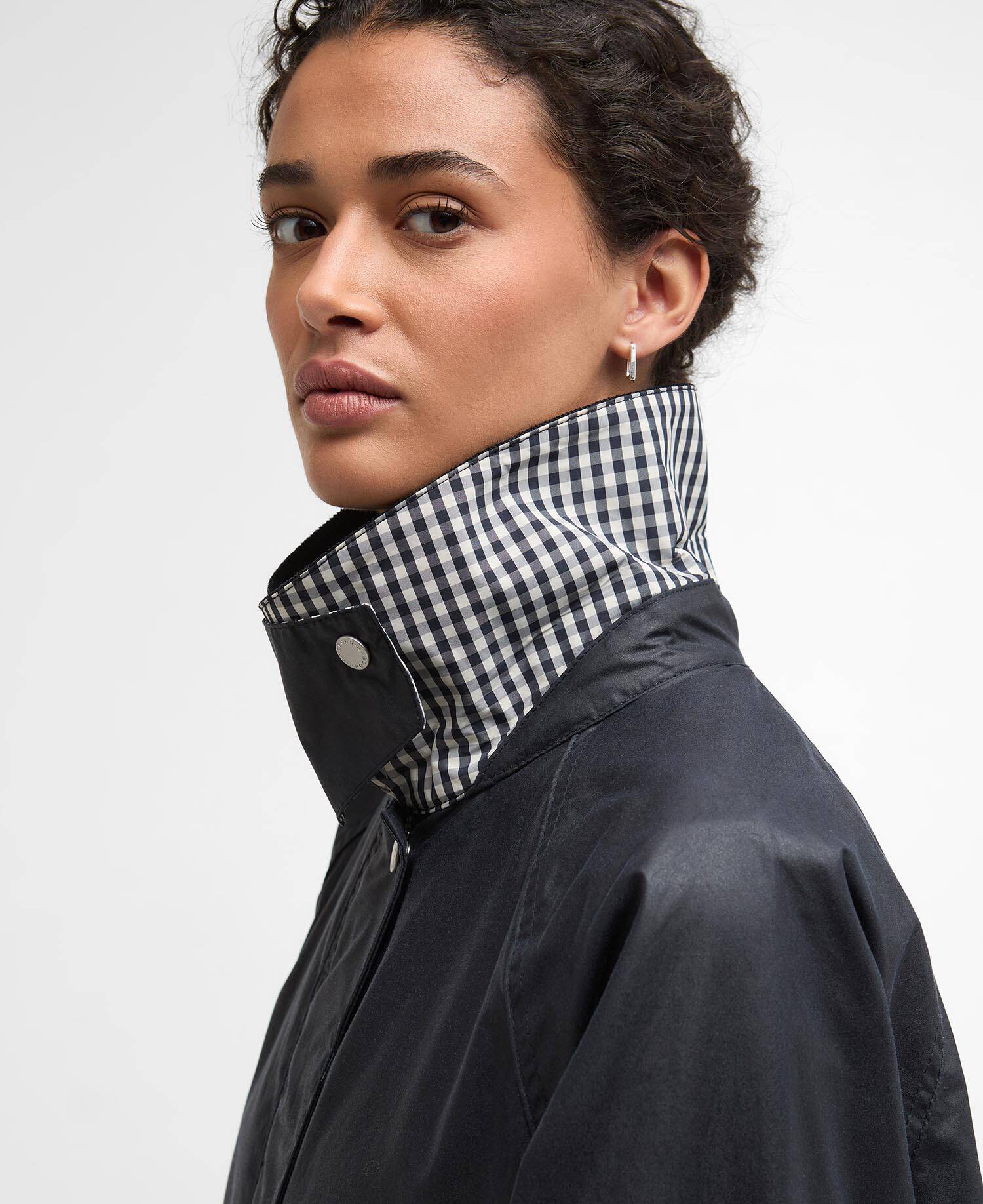 Wren Waxed Jacket Royal Navy/Navy Gingham Check image number 3