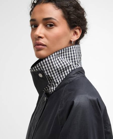 Wren Waxed Jacket Royal Navy/Navy Gingham Check