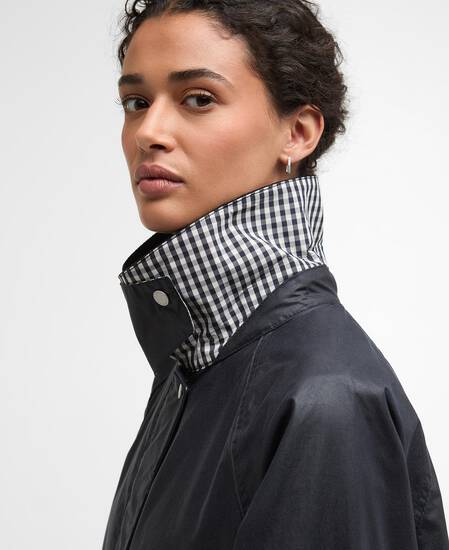 Wren Waxed Jacket Royal Navy/Navy Gingham Check