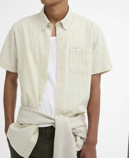 Cresswell Seersucker Regular Short-Sleeved Shirt Sea Green