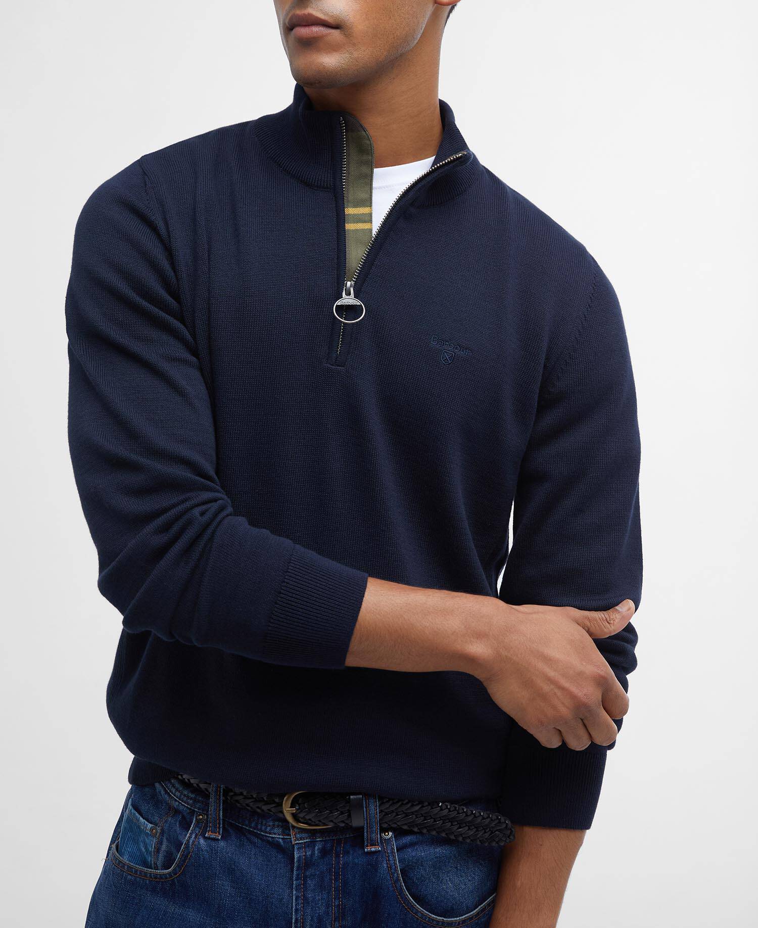 Cotton Quarter-Zip Jumper Classic Navy image number 4