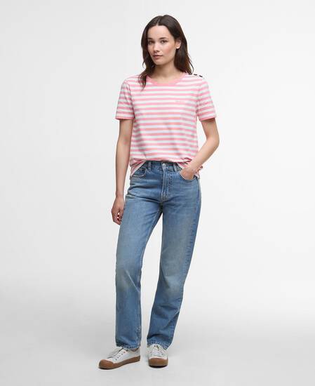 T-shirt Ferryside con motivo a righe Coral Stripe