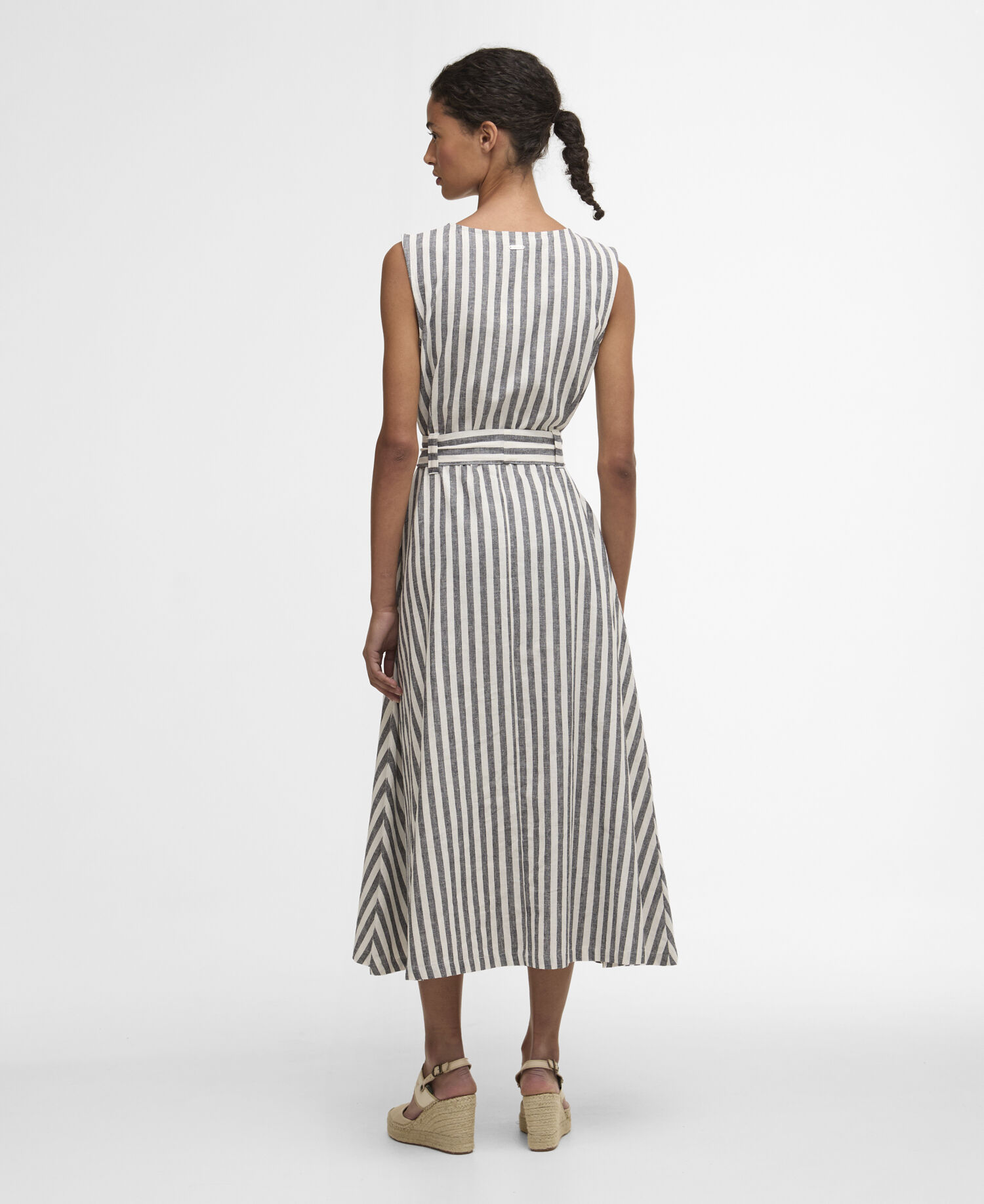 Inez Striped Midi Dress Dark Navy Stripe