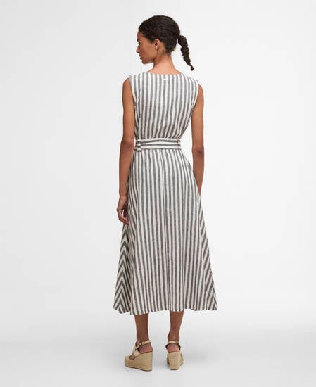 Inez Striped Midi Dress Dark Navy Stripe