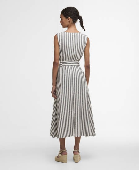 Inez Striped Midi Dress Dark Navy Stripe