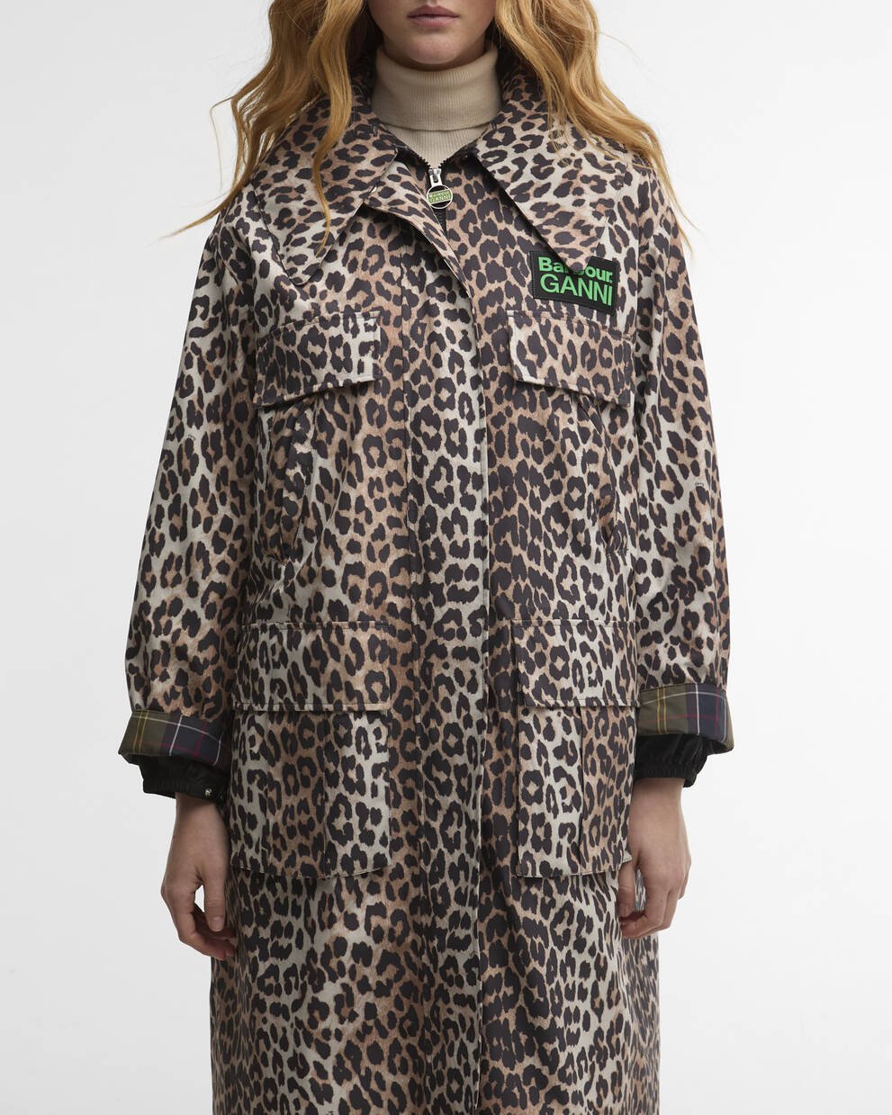 Barbour x GANNI Leopard Print Waterproof Parka Jacket