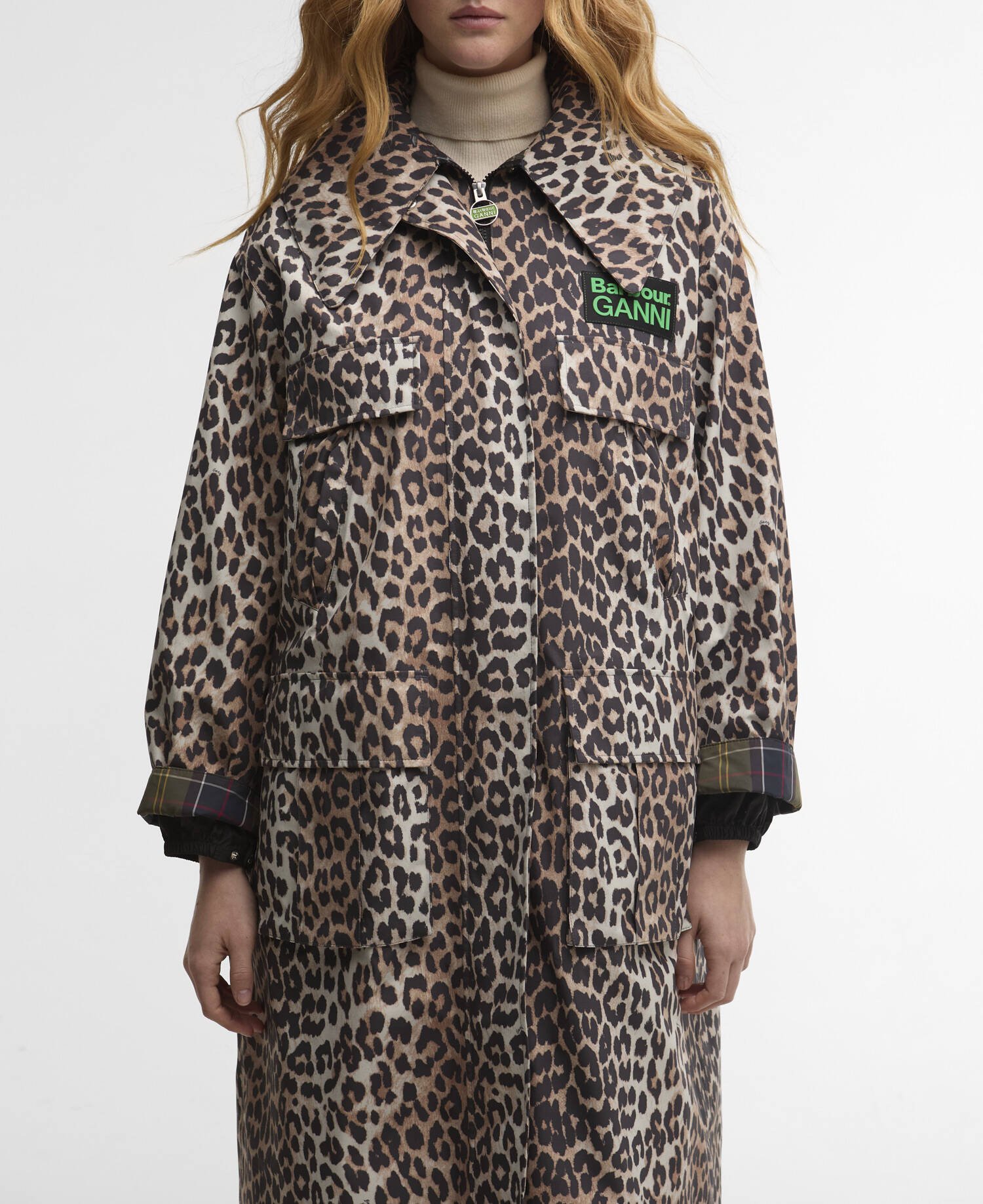 Barbour x GANNI Leopard Print Waterproof Parka Jacket image number 5