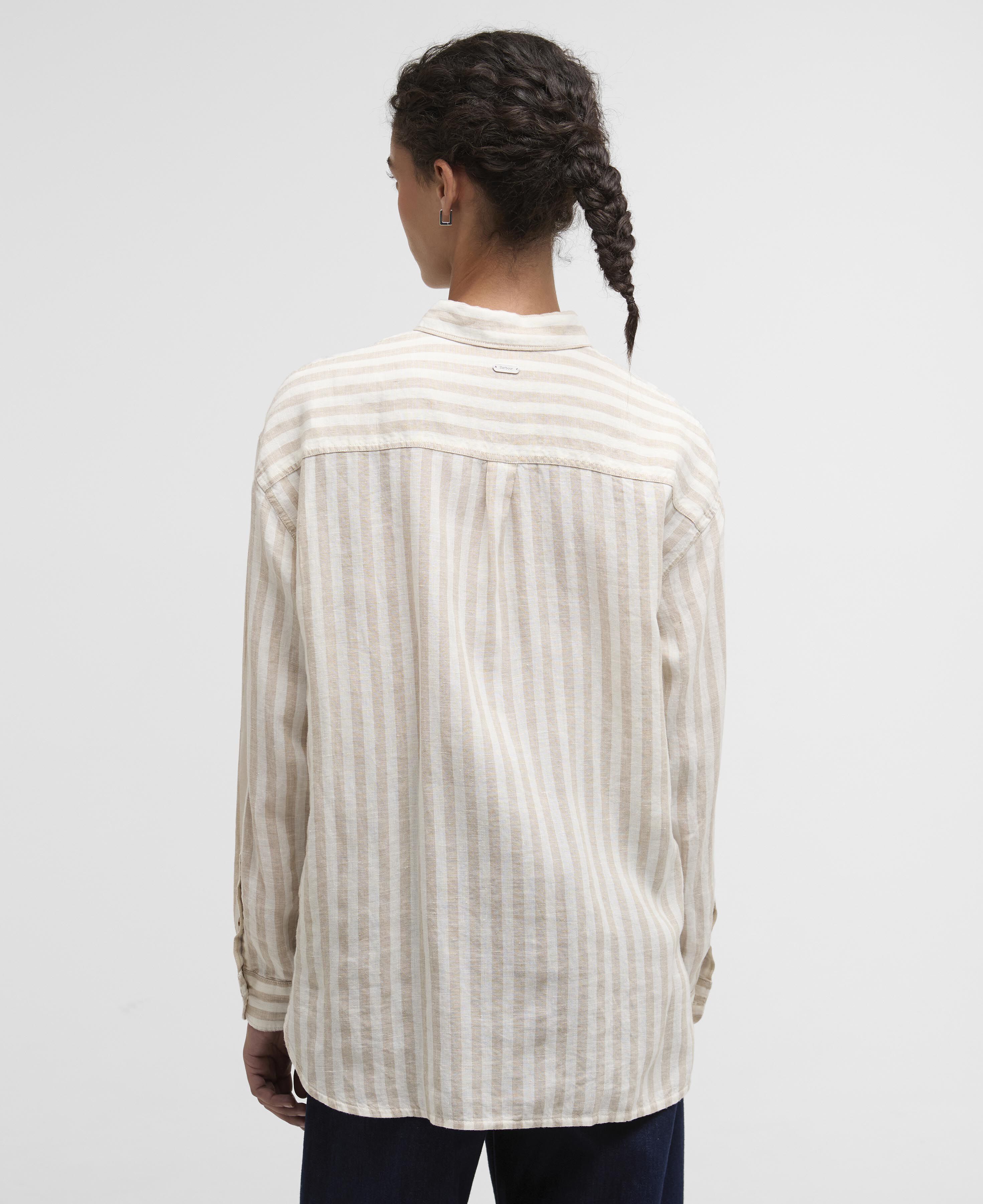 Annie Striped Linen Shirt Light Sand Stripe