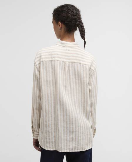 Annie Striped Linen Shirt Light Sand Stripe