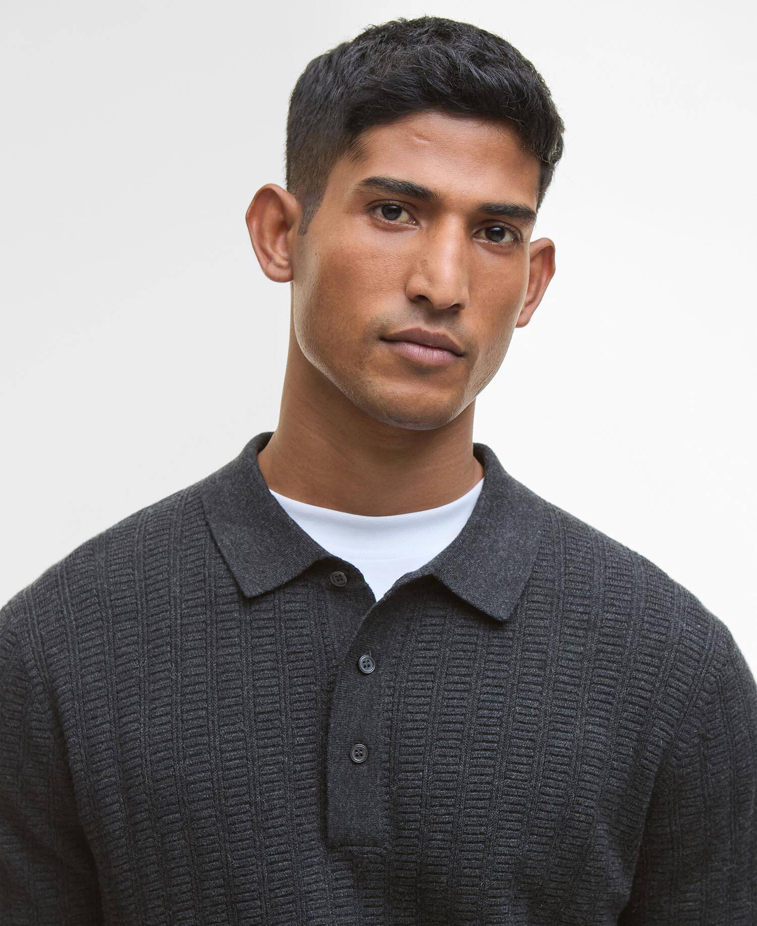 Smeaton Knitted Polo Black Marl image number 3