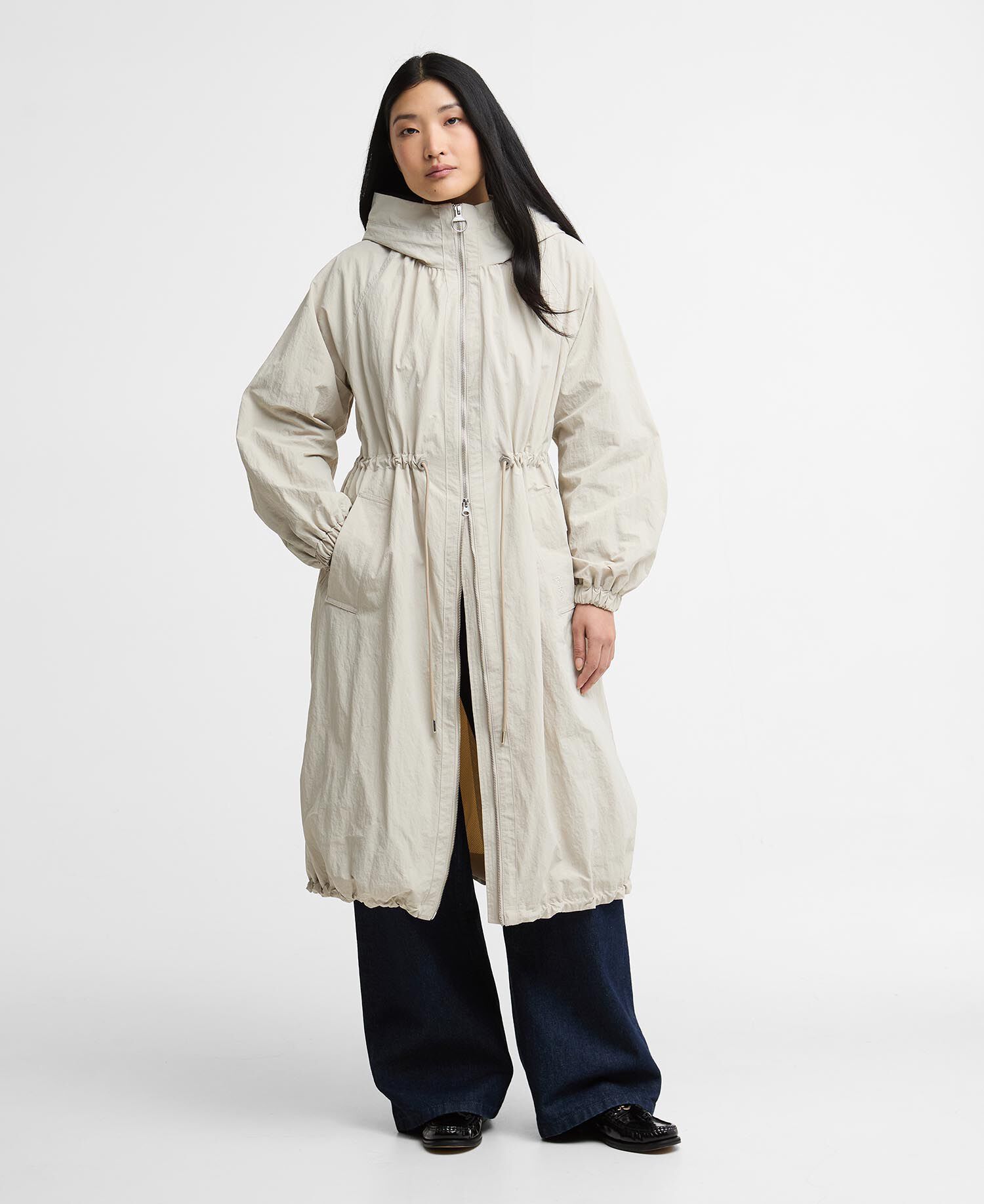Kempsey Showerproof Parka Mist/Dress Navy Tartan