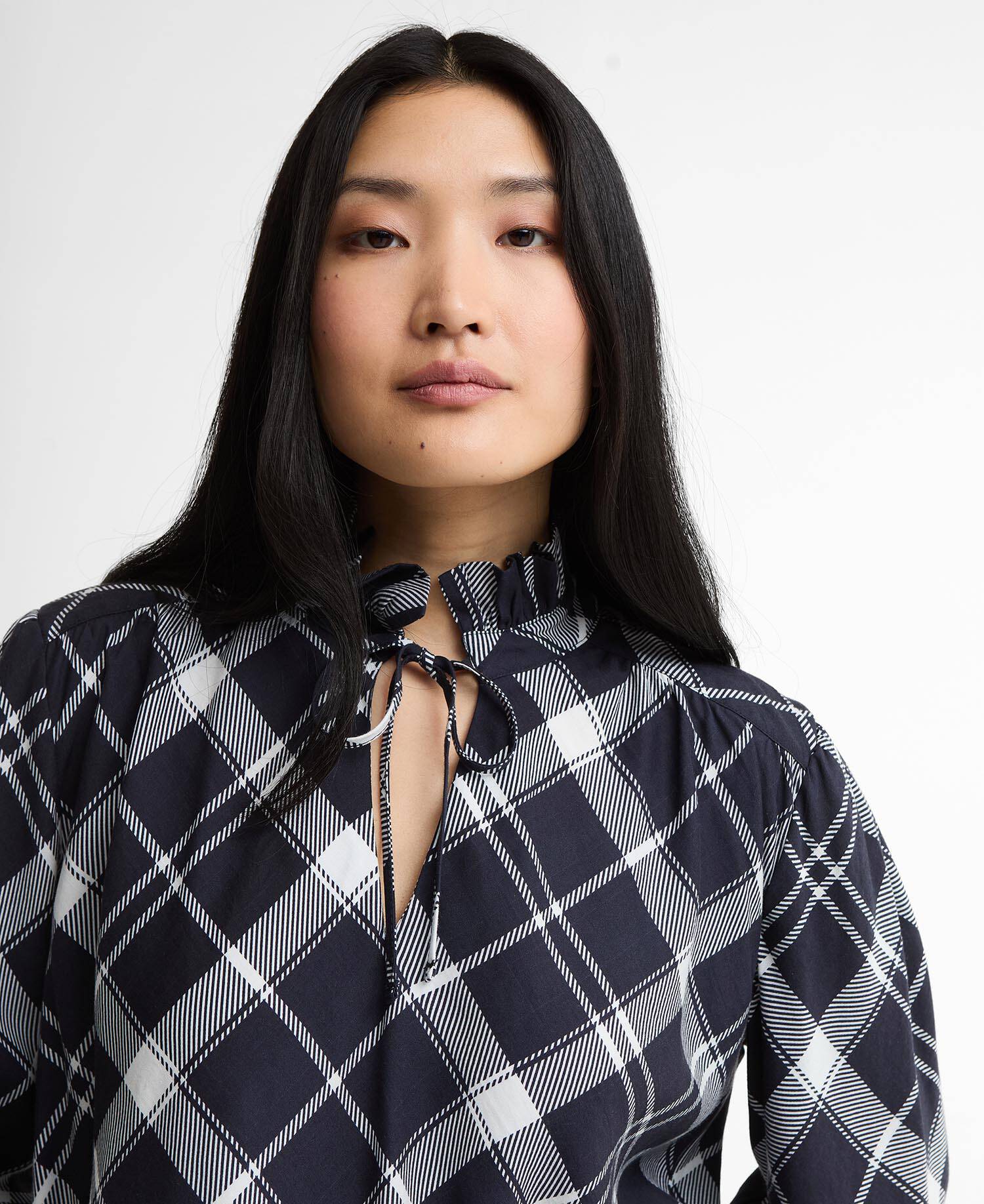 Baiton Tartan Blouse Dark Navy/White Check image number 3