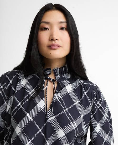 Baiton Tartan Blouse Dark Navy/White Check