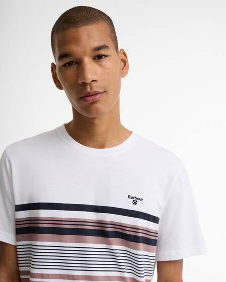 Teeside Striped Graphic Tailored T-Shirt White