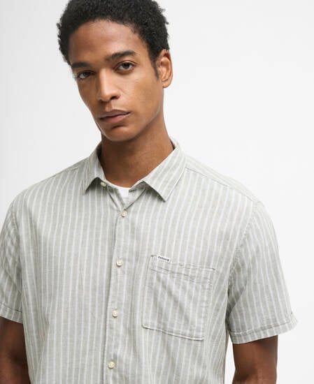 Nelson Striped Short-Sleeved Shirt Bleached Olive