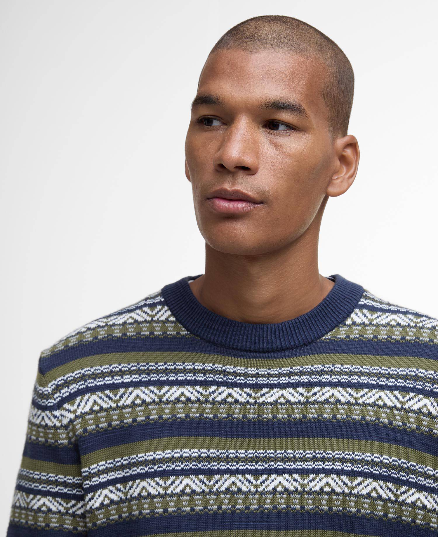 Topcliffe Fairisle Crew Neck Sweater Navy image number 3