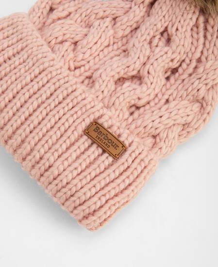 Penshaw Cable-Knit Beanie Pink Blush