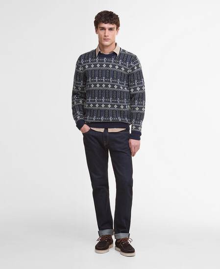Grangetown Fair Isle Crew Neck Jumper Inky Blue