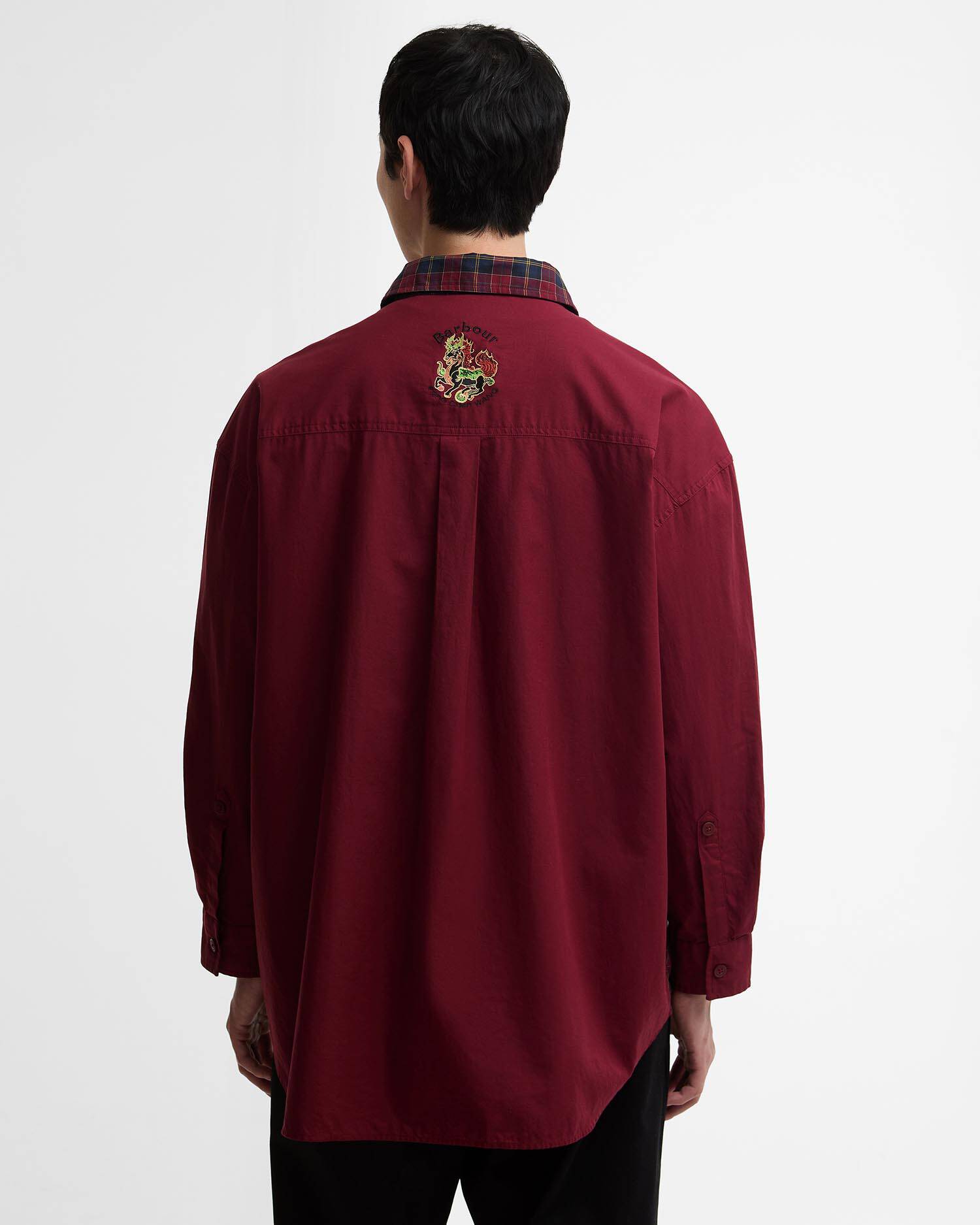 Barbour x Feng Chen Wang Split Pocket Long-Sleeved Tartan Shirt Cardinal Tartan image number 5