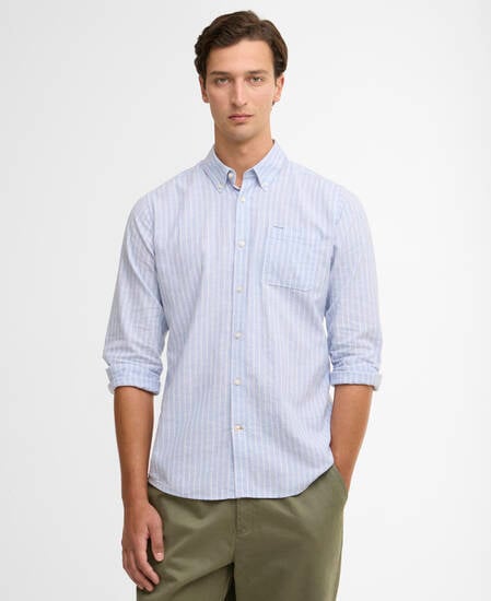 Nelson Striped Long-Sleeved Tailored Shirt Blue