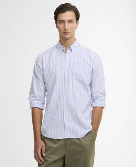 Nelson Striped Long-Sleeved Tailored Shirt Blue