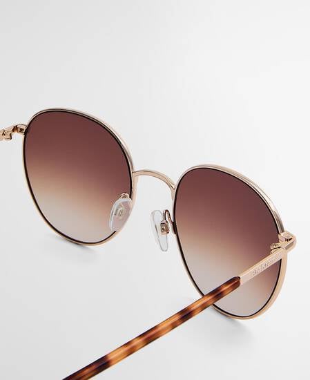 Rounded Metal Sunglasses Gold