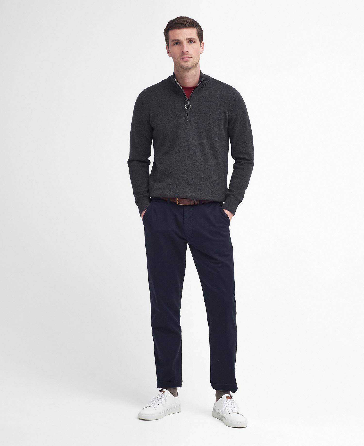 Washed Stretch Tailored Trousers Dark Navy image number 0