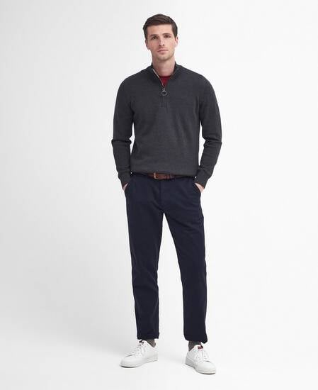 Washed Stretch Tailored Trousers Dark Navy
