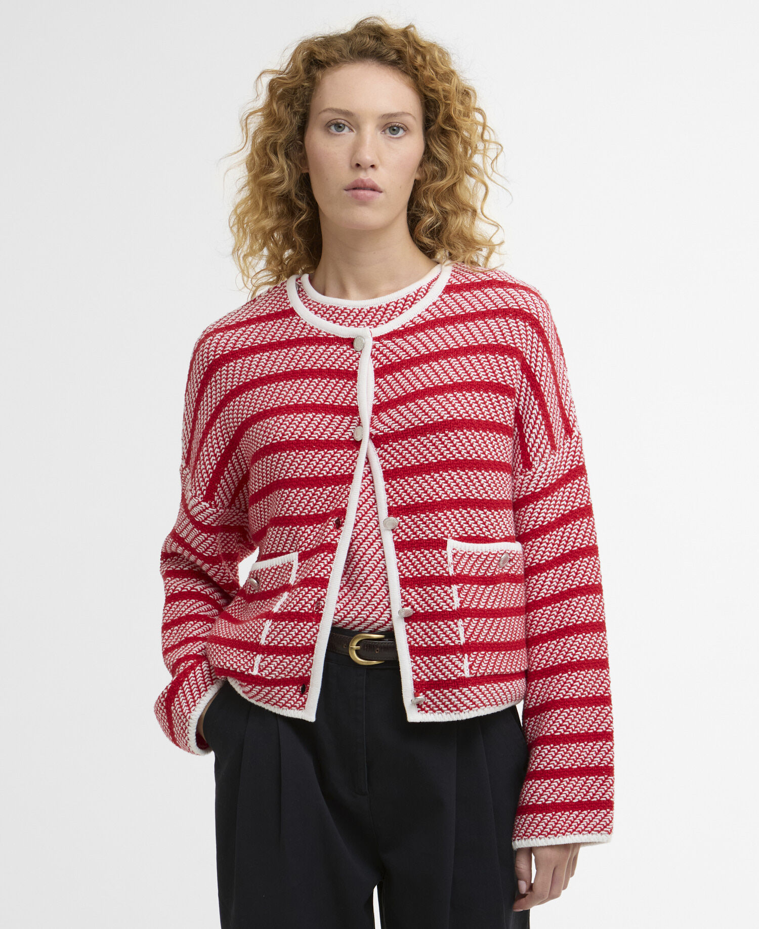 Cardigan Polly Striped Poppy Red Stripe