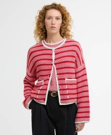 Polly Striped Cardigan Poppy Red Stripe