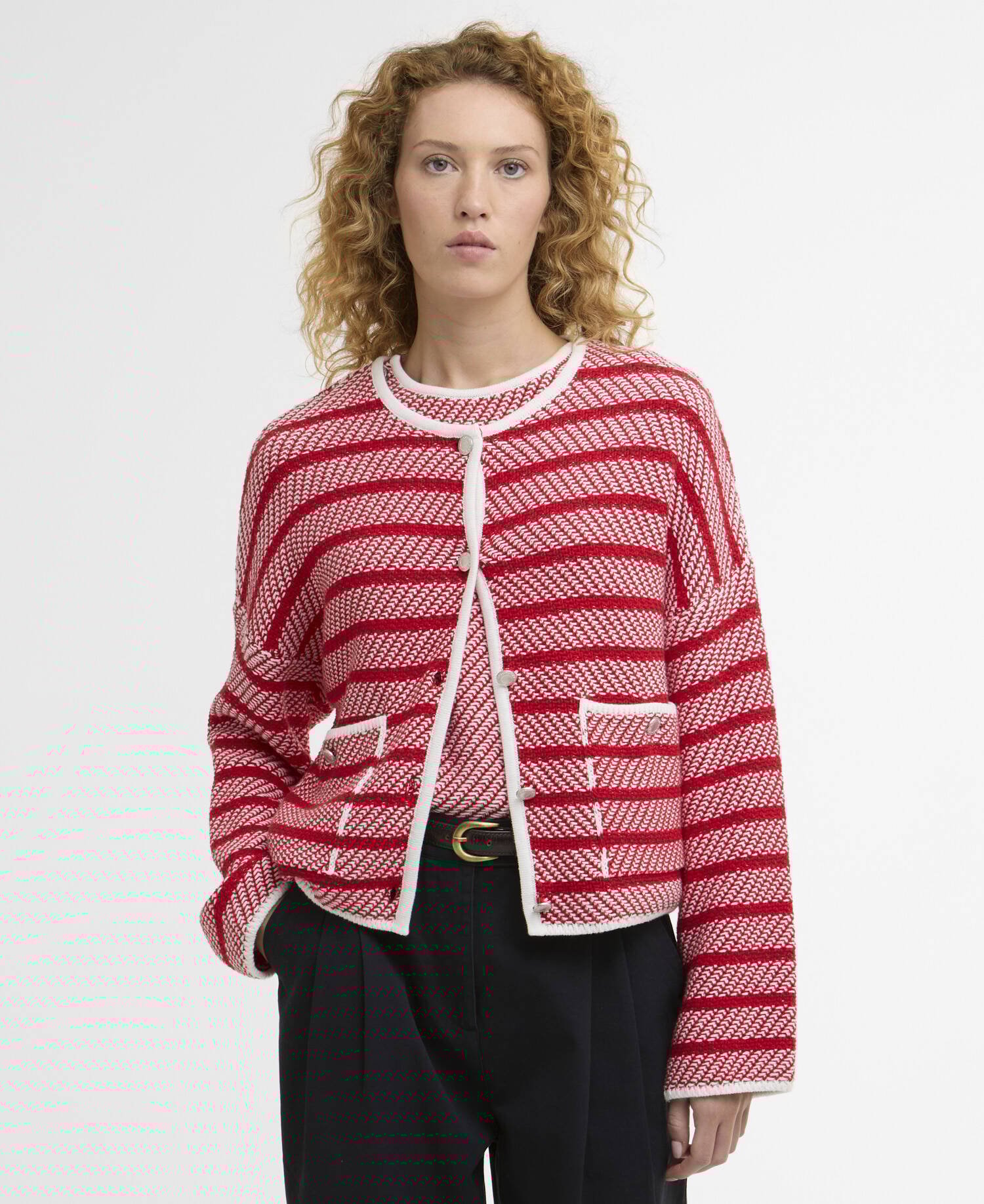 Cardigan Polly con motivo a righe image number 0