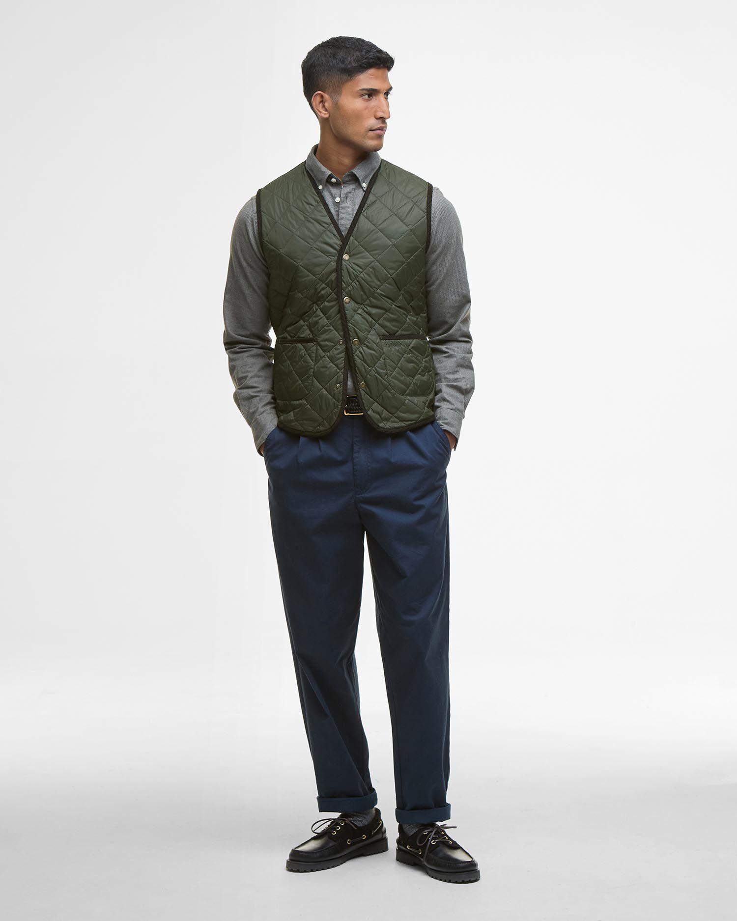 Modern Quilted Waistcoat Olive