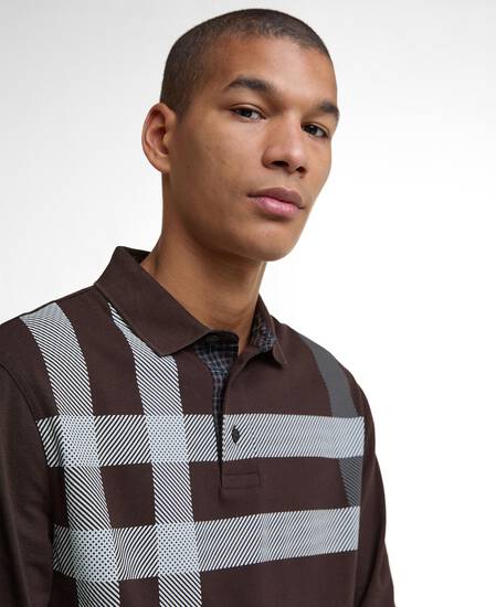Blaine Tartan Long-Sleeved Polo Shirt Dark Oak Blaine Tartan Long-Sleeved Polo Shirt Dark Oak