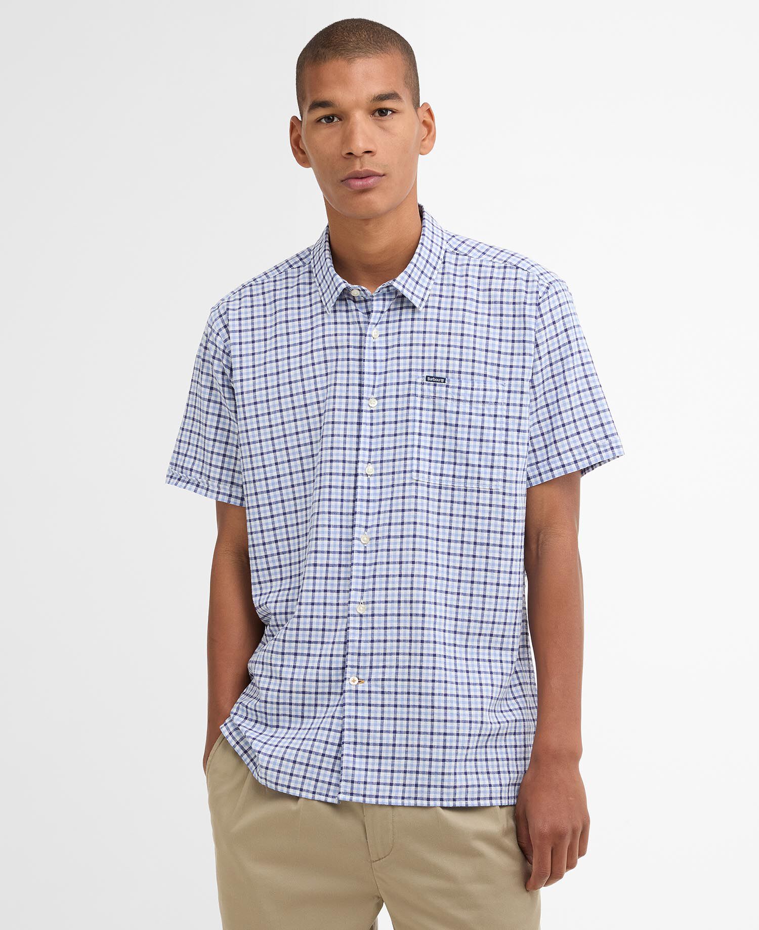 Nelson Gingham Short-Sleeved Shirt Blue