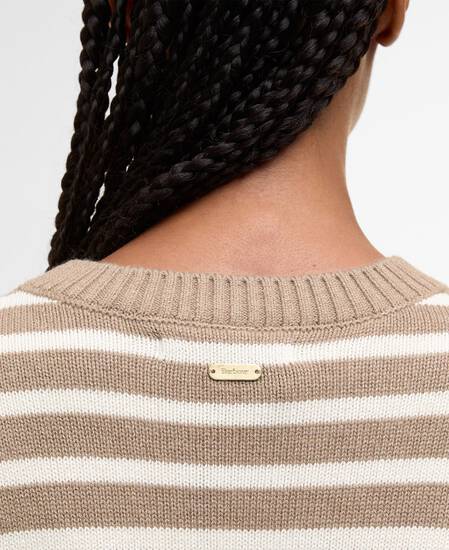 Rosie Knitted Jumper Fawn/Ecru Stripe