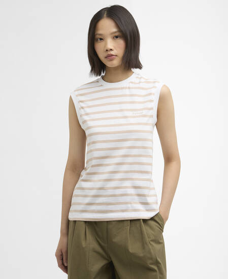 Debbie Striped Sleeveless Top Pebble Pink Stripe