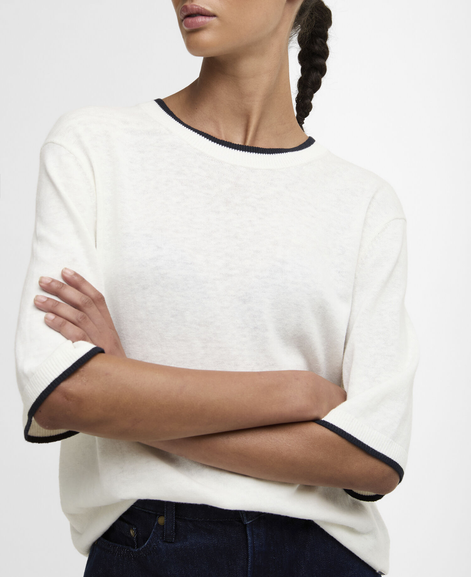 Verona Knitted T-Shirt Cloud/Dark Navy